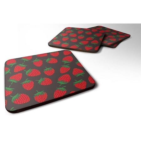 Carolines Treasures BB5137FC Strawberries On Grey Foam Coaster; Set Of 4